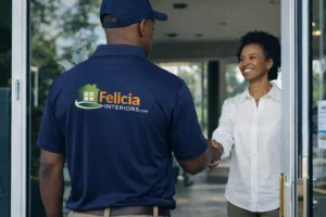 Felicia Interiors branded staff window treatment consultation client Miami-Dade South Florida
