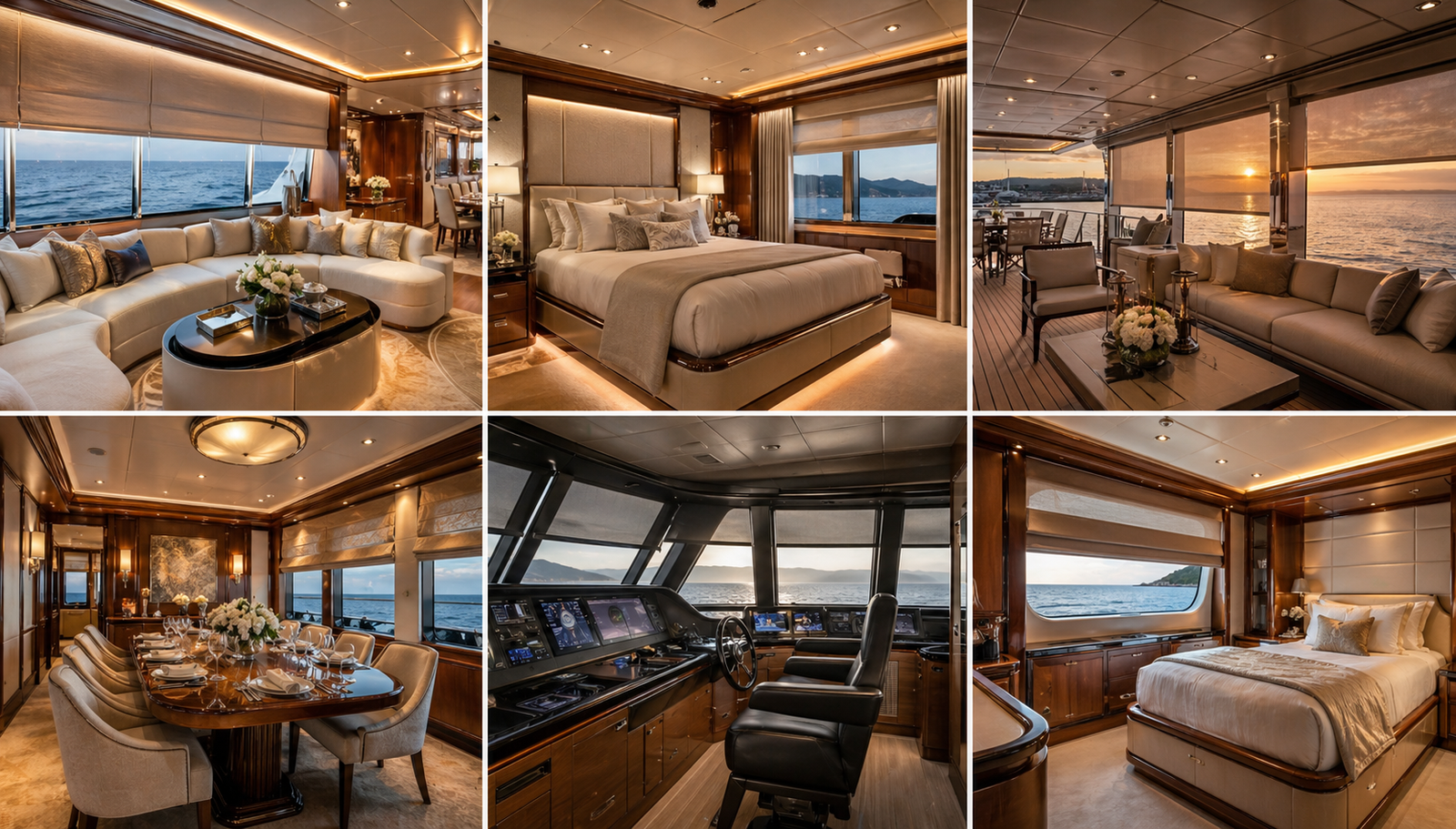 Custom yacht interior window treatments marine shades salon stateroom helm Felicia Interiors South Florida