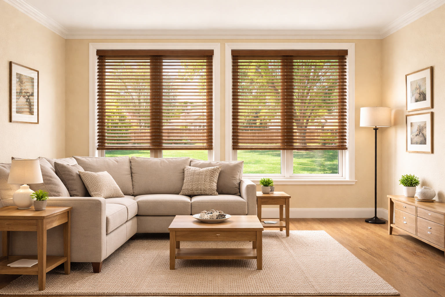 Custom wood blinds Miami Beach condo luxury window treatments South Florida Felicia Interiors